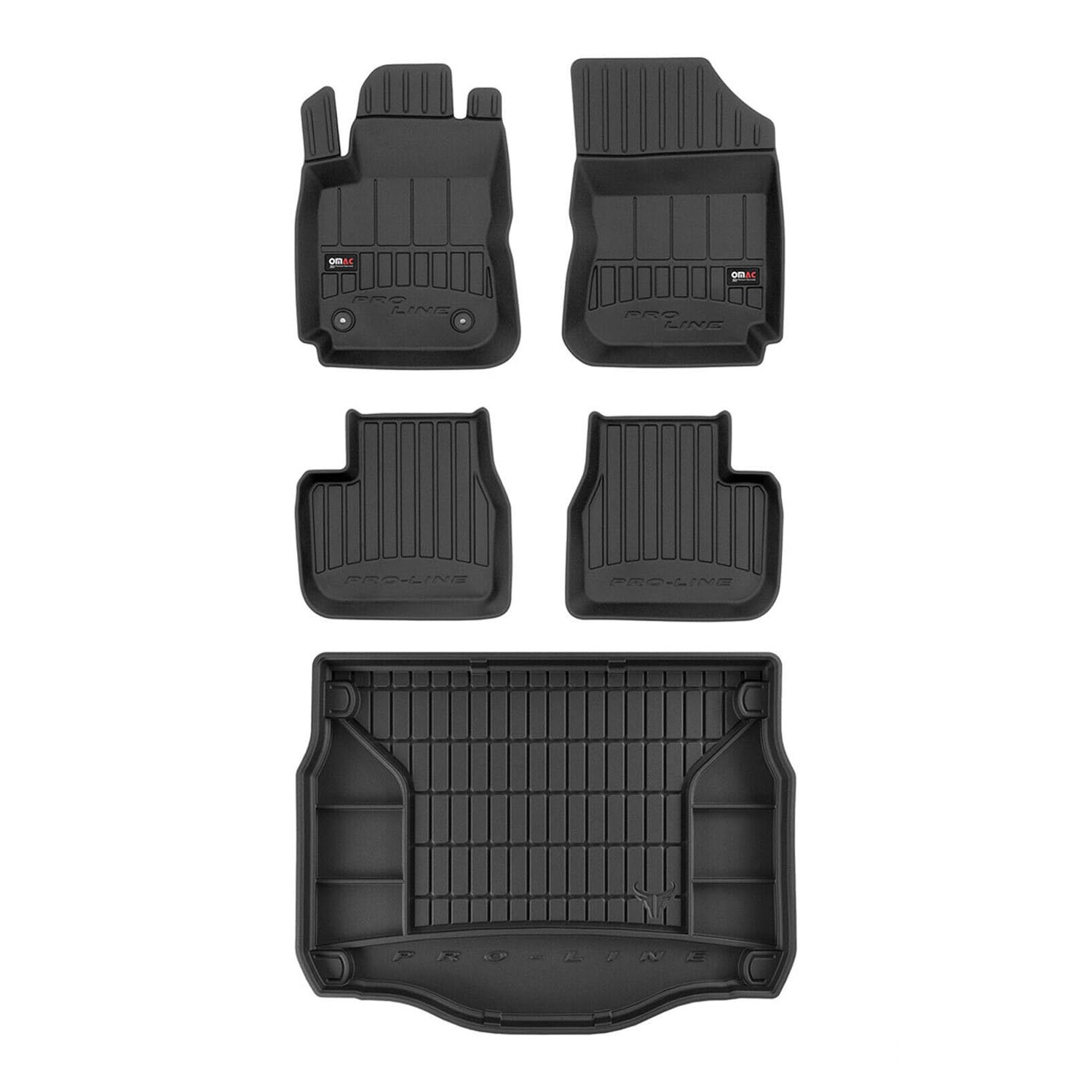 OMAC Fußmatten & Kofferraumwanne Set kompatibel mit Citroen C4 Cactus 2014-2020 Gummi 5X von OMAC