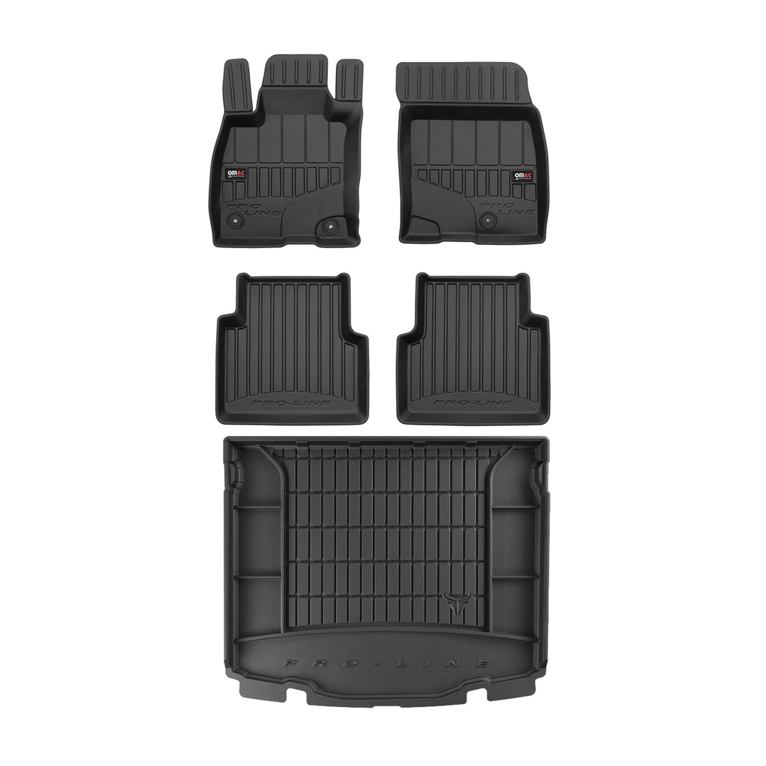OMAC Fußmatten & Kofferraumwanne Set kompatibel mit Ford Kuga 2019-2024 Gummi Schwarz 5X von OMAC