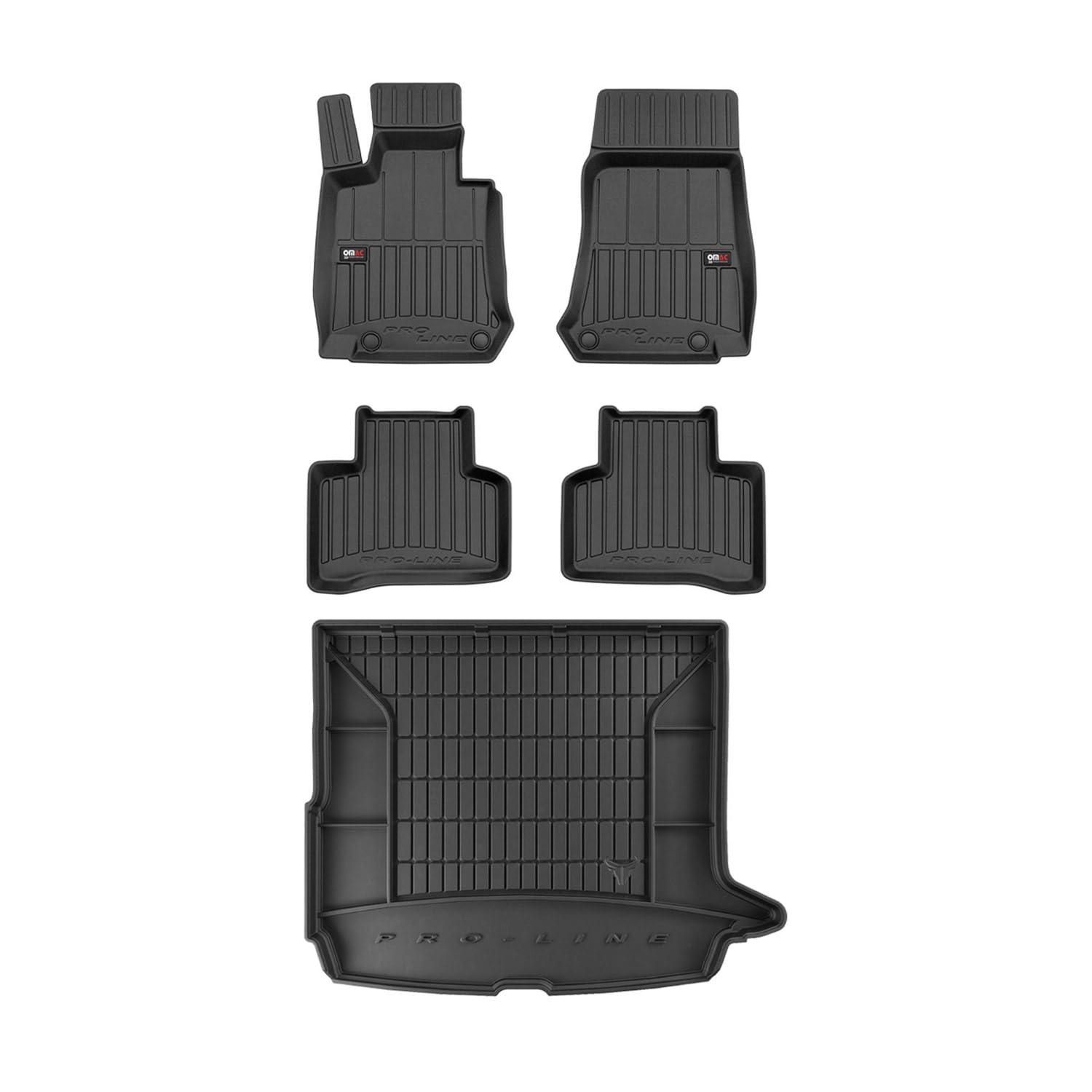 OMAC Fußmatten & Kofferraumwanne Set kompatibel mit Mercedes EQC 2019-2024 Gummi Schwarz 5X von OMAC