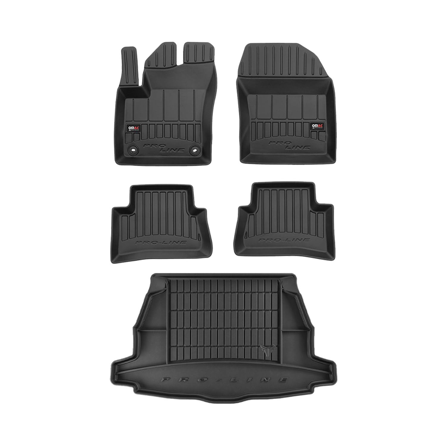 OMAC Fußmatten & Kofferraumwanne Set kompatibel mit Toyota C-HR 2016-2024 Gummi Schwarz 5X von OMAC