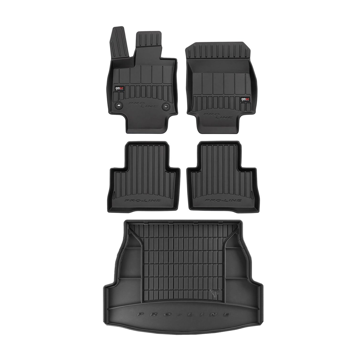 OMAC Fußmatten & Kofferraumwanne Set kompatibel mit Toyota RAV4 2018-2024 Gummi Schwarz 5X von OMAC