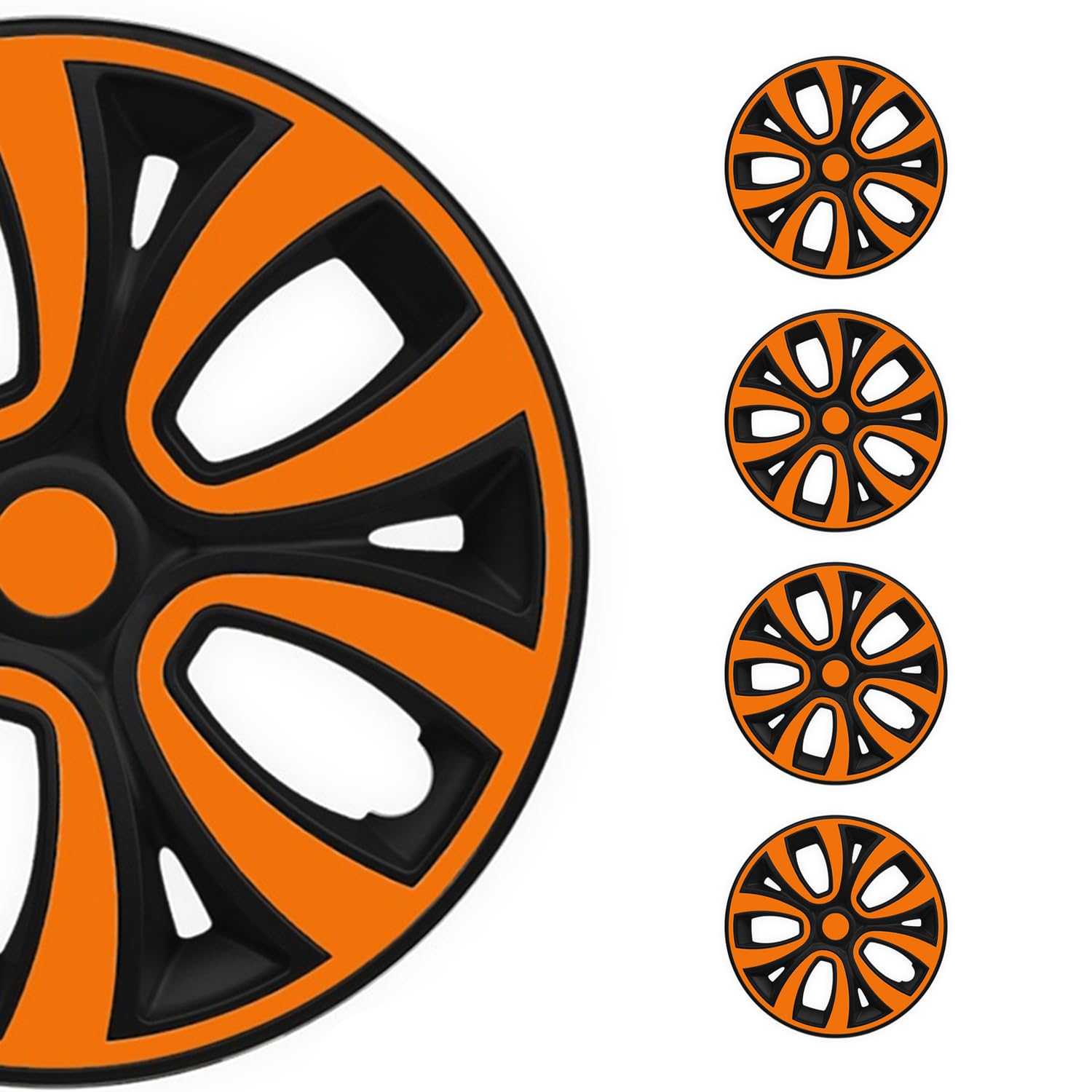 OMAC 4X Radkappen Radzierblenden Radblenden 15" Zoll Stahlfelgen Matt Schwarz-Orange von OMAC