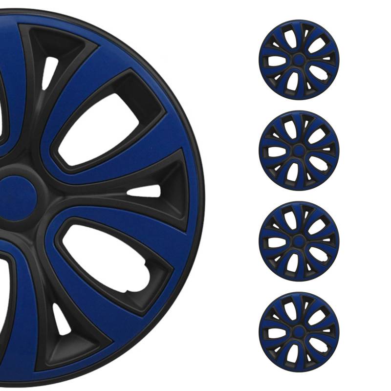 OMAC 4X Radkappen Radzierblenden Radblenden 15" Zoll Stahlfelgen Matt Schwarz-Dunkel Blau von OMAC