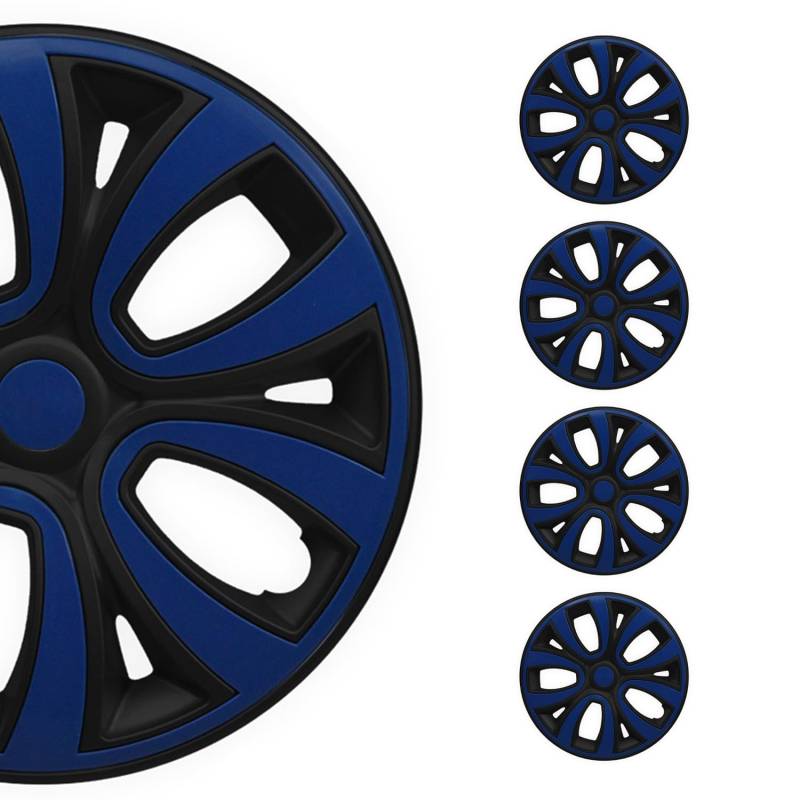 OMAC 4X Radkappen Radzierblenden Radblenden 16" Zoll Stahlfelgen Glänzend Schwarz-Dunkel Blau von OMAC