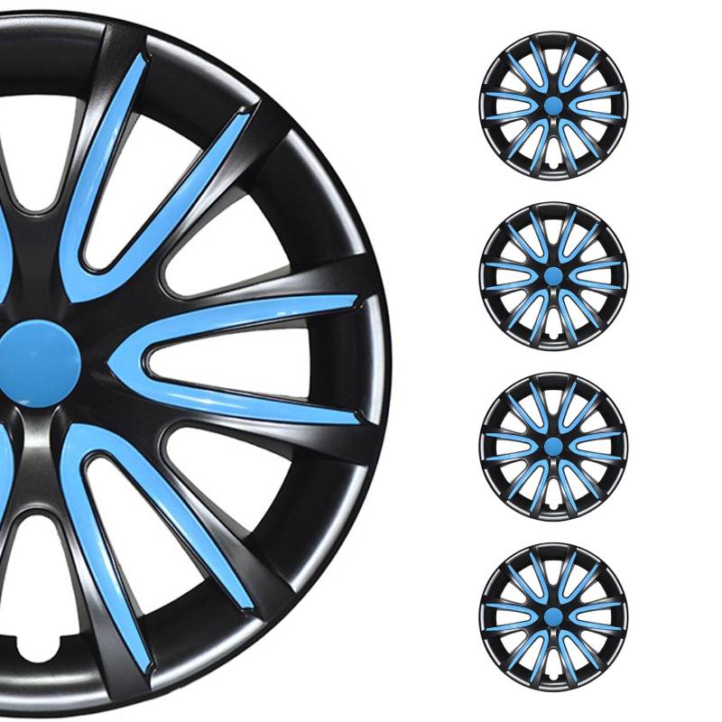 OMAC 4X Radkappen Radzierblenden Radblenden 16" Zoll Stahlfelgen Glänzend Schwarz-Blau von OMAC