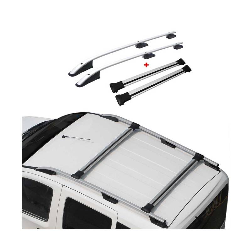 Dachreling + Dachträger für Ford Tourneo Custom 2013-2024 L1 Aluminium Silber 4X von OMAC