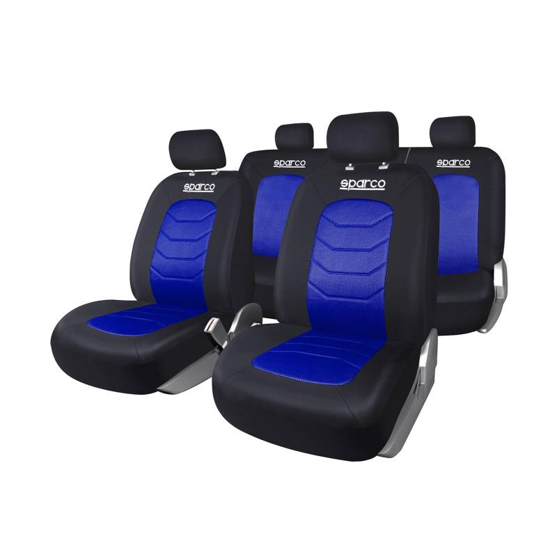 OMAC SPARCO Sitzbezüge Sitzauflage Sitzkissen Schonbezüge Autositzbezüge Universell Blau Vorne Hinten von OMAC