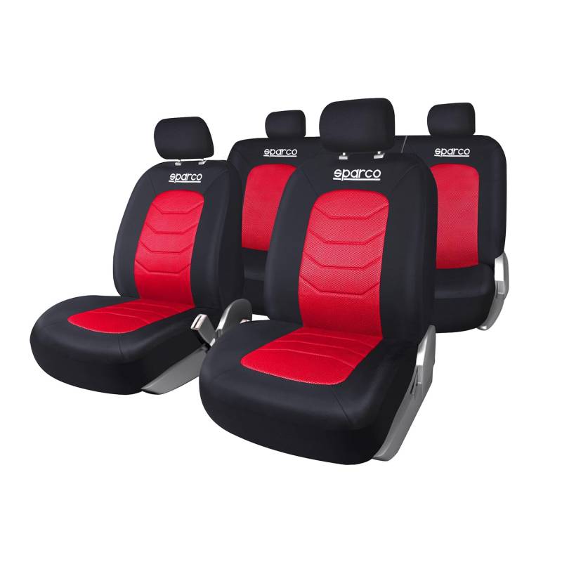 OMAC SPARCO Sitzbezüge Sitzauflage Sitzkissen Schonbezüge Autositzbezüge Universell Rot Vorne Hinten von OMAC