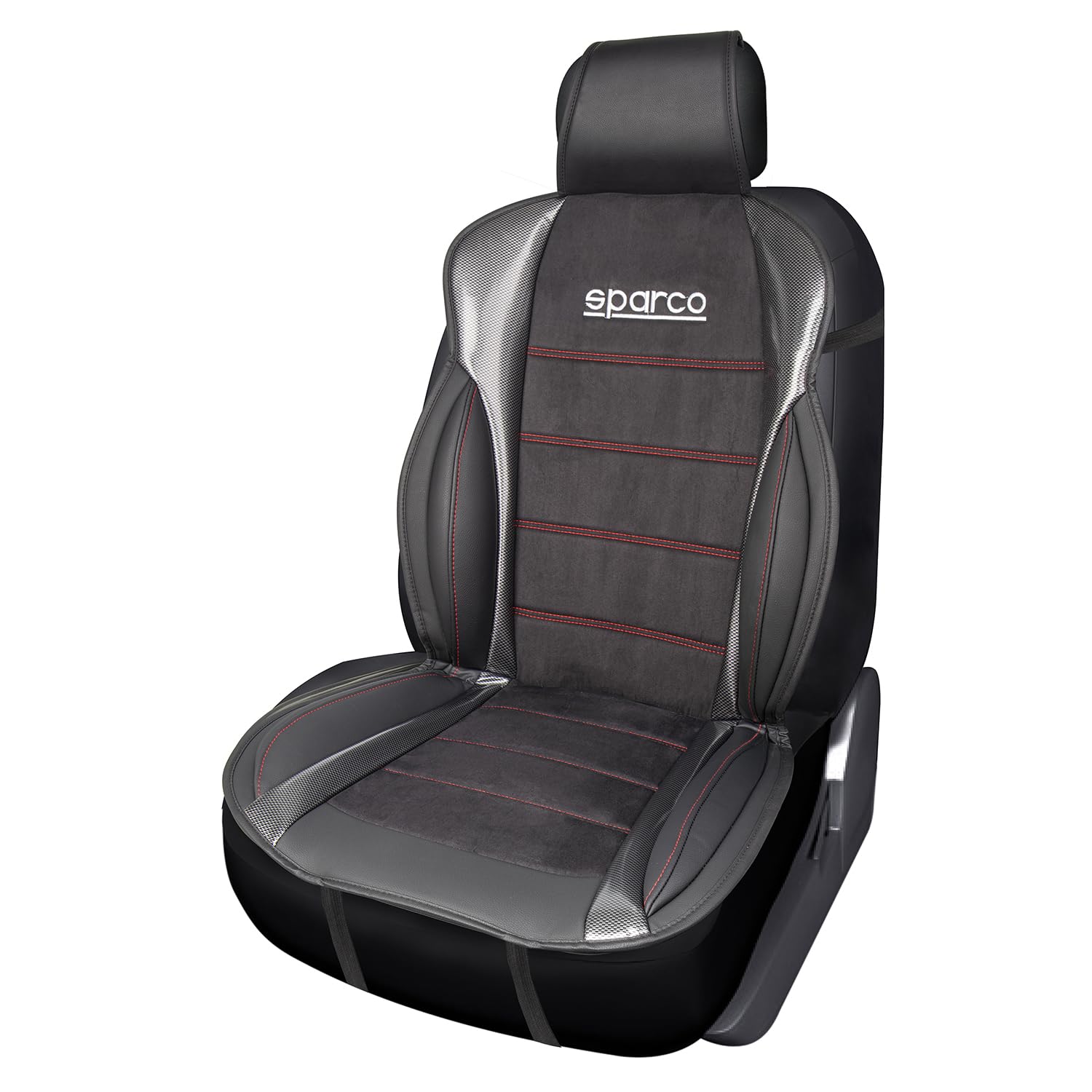 OMAC SPARCO Sitzkissen Sitzauflage Sitzschoner Universal Schwarz Grau Auto-Sitzschutz von OMAC