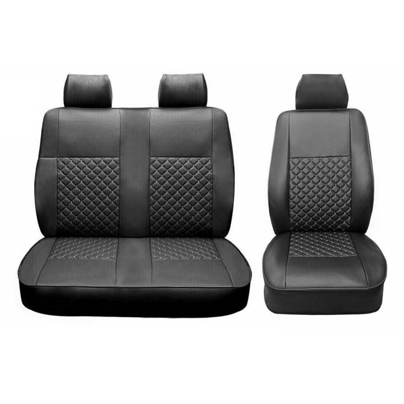 OMAC Sitzbezüge Schonbezüge kompatibel mit VW T5 T6 Caravelle Multivan Kunstleder Schwarz 2+1 von OMAC