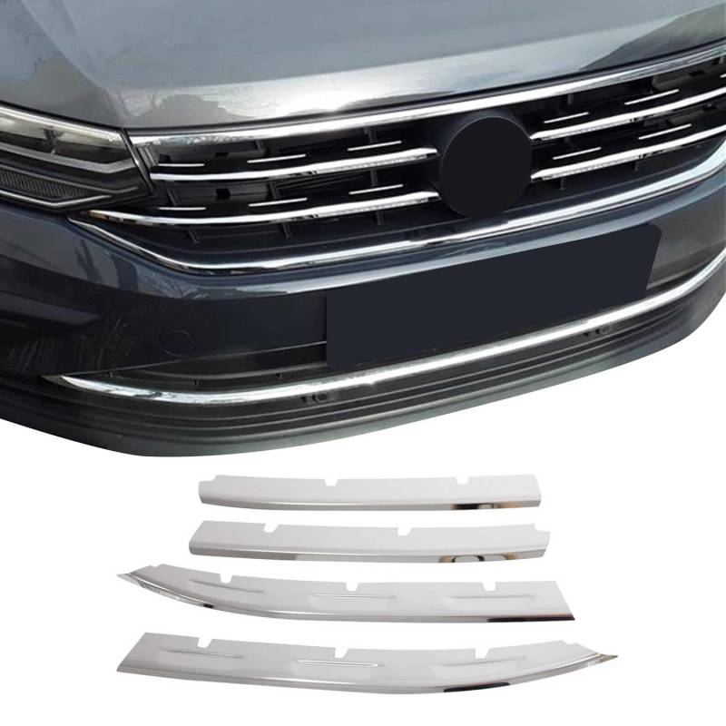 Kühlergrill Leisten Grillleisten für VW Tiguan 2021-2025 Edelstahl Silber 4tlg von OMAC