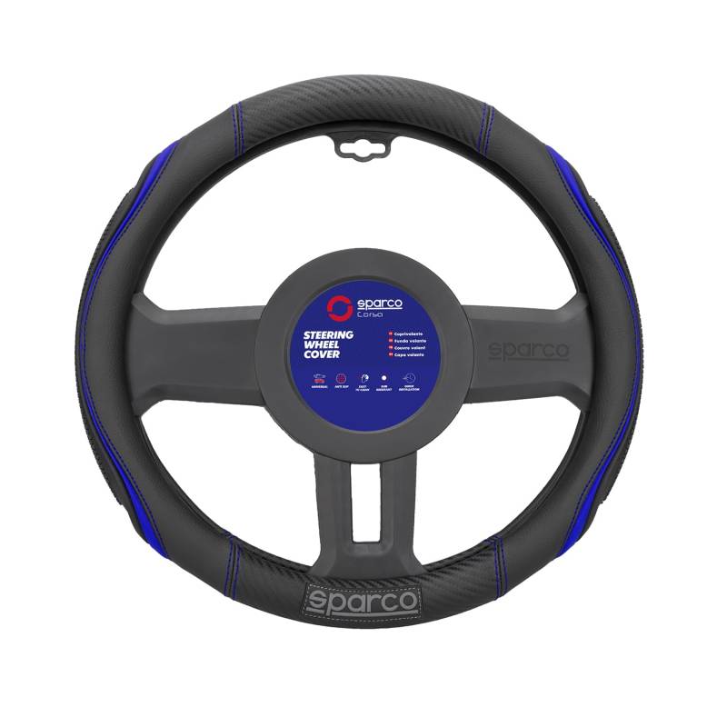 SPARCO Lenkradbezüge Lenkradschoner Lenkradschutz Blau Schwarz Gummi ø37-38 cm von OMAC