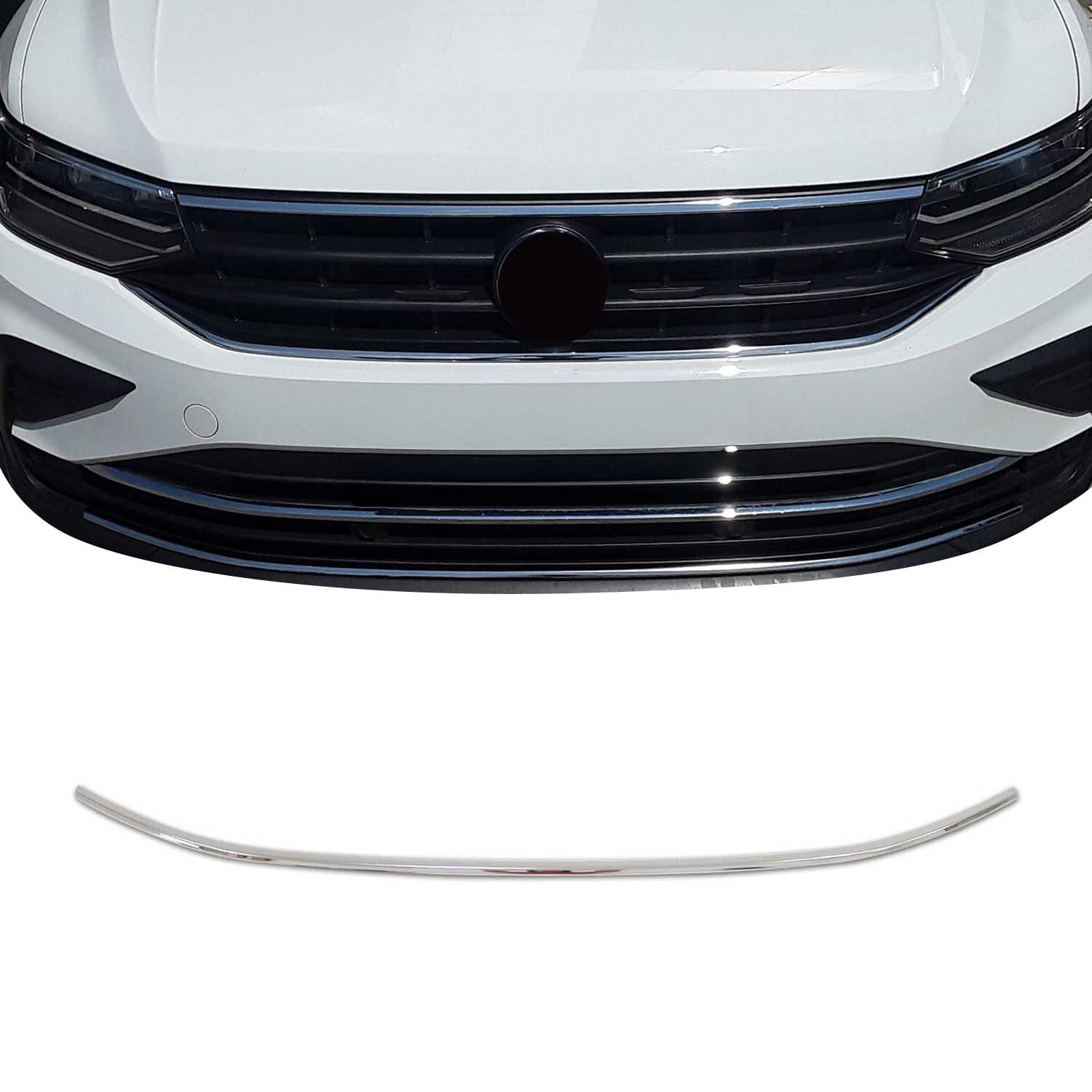 OMAC Kühlergrill Leisten Grillleisten kompatibel mit VW Tiguan 2020-2024 Edelstahl Silber 1tlg von OMAC