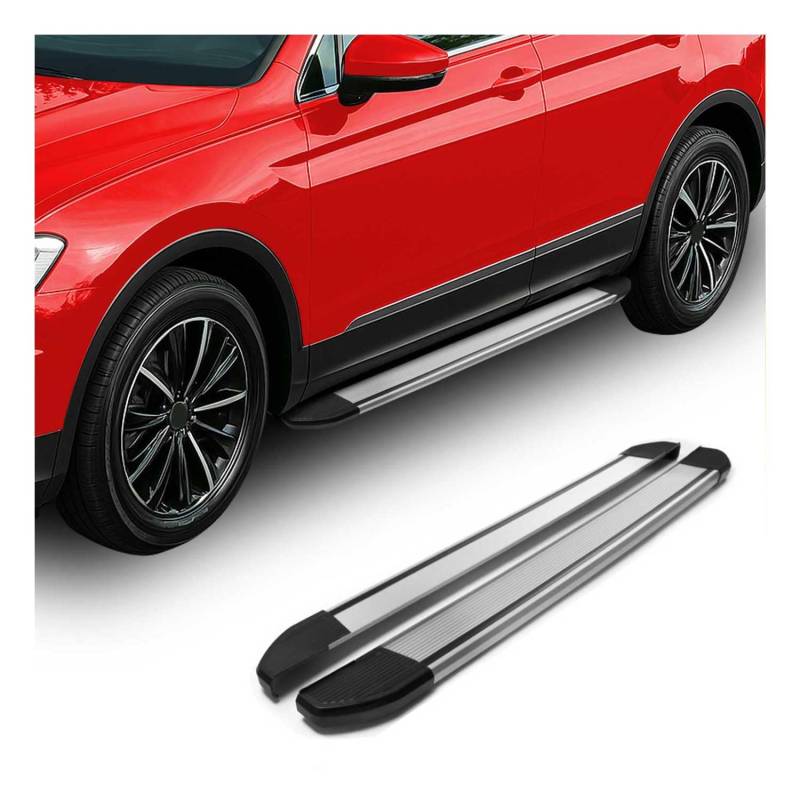 Trittbretter Seitenbretter kompatibel mit VW Tiguan 2007-2016 Aluminium Silber Seitenbretter 2X von OMAC
