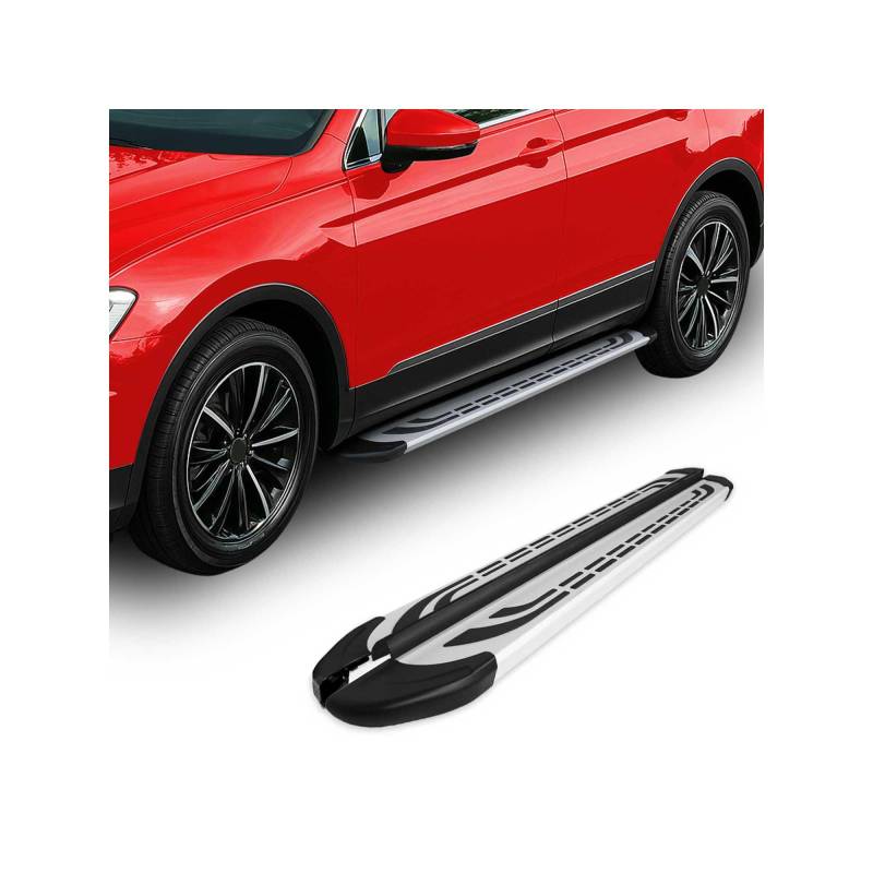 Trittbretter Seitenschweller für VW T6 T6.1 Transporter L2 2015-2024 Alu Schwarz von OMAC