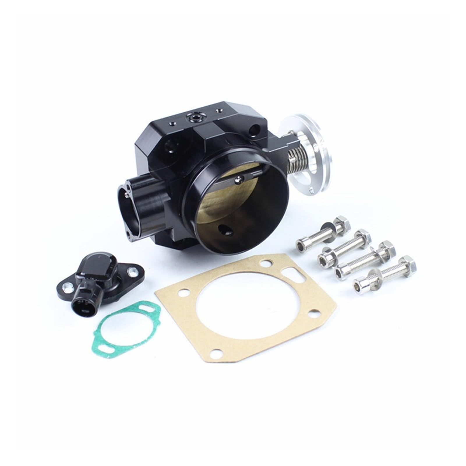 70MM Aluminium Ansaugkrümmer Drosselklappengehäuse + TPS Kompatibel mit Civic B-Serie B16 B18 Motoren EG EK Acura Integra(Black) von OMEROPLIX