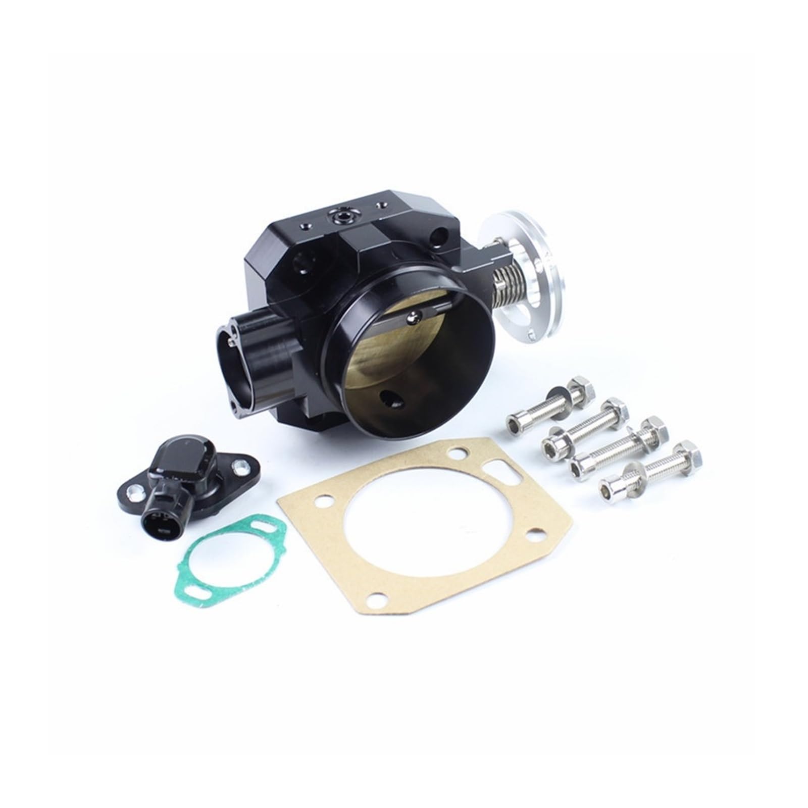70MM Aluminium Ansaugkrümmer Drosselklappengehäuse + TPS Kompatibel mit Civic B-Serie B16 B18 Motoren EG EK Acura Integra(Black) von OMEROPLIX