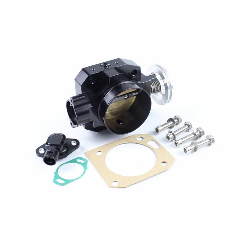 70MM Aluminium Ansaugkrümmer Drosselklappengehäuse + TPS Kompatibel mit Civic B-Serie B16 B18 Motoren EG EK Acura Integra(Black) von OMEROPLIX