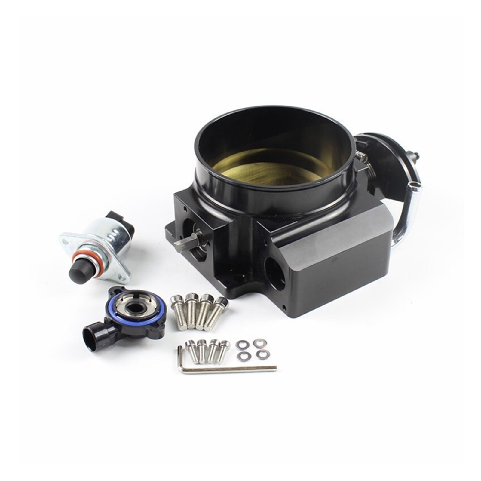 LS 92MM Ansaugkrümmer Aluminium Drosselklappengehäuse + TPS Kompatibel mit GM LS1 LS2 LS3 LS6 LS7 LSX Motoren(B) von OMEROPLIX