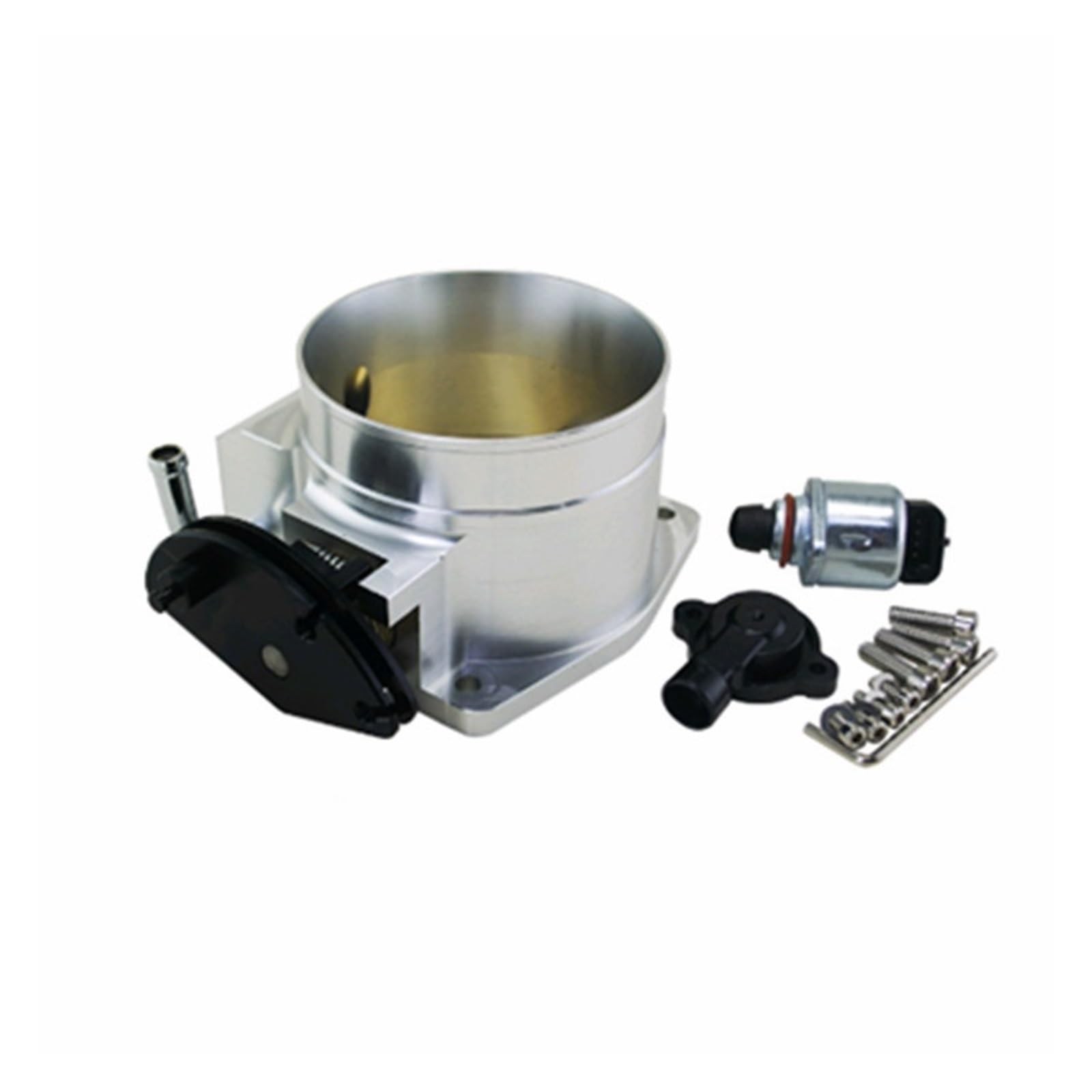 LS 92MM Ansaugkrümmer Aluminium Drosselklappengehäuse + TPS Kompatibel mit GM LS1 LS2 LS3 LS6 LS7 LSX Motoren(Silver) von OMEROPLIX