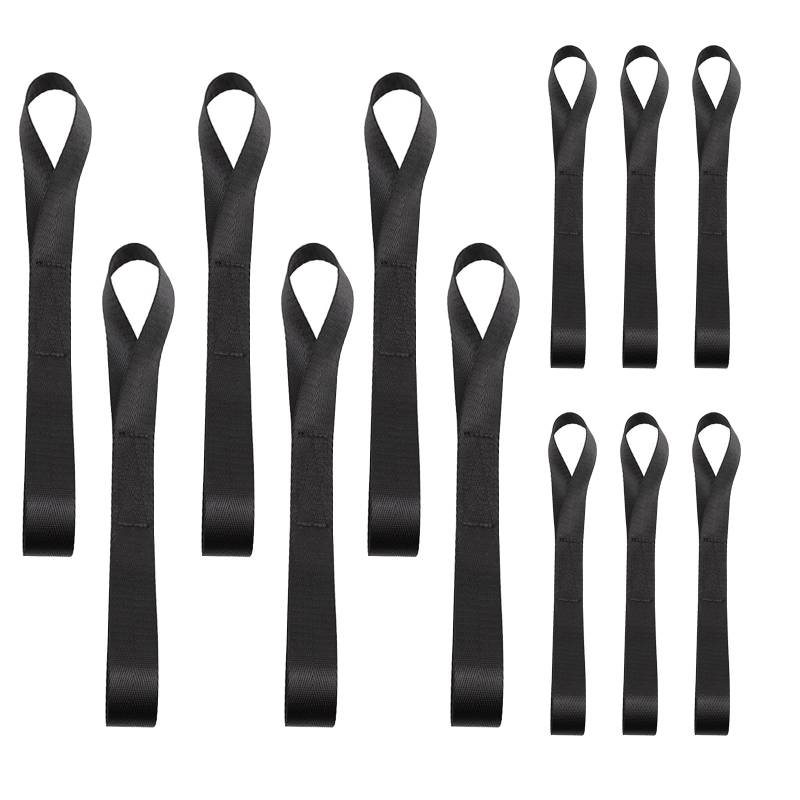 OMJMYY 12 Stück Zurrschlaufen,Gurtschlaufen Nylon 46.5 x 6 cm & 29.5 x 6 cm,Spanngurte Schlaufen100kg Belastbarkeit,Zurrgurte Kurz für Fahrräder Motorrad Transport Camping Klettern Aufhängung von OMJMYY