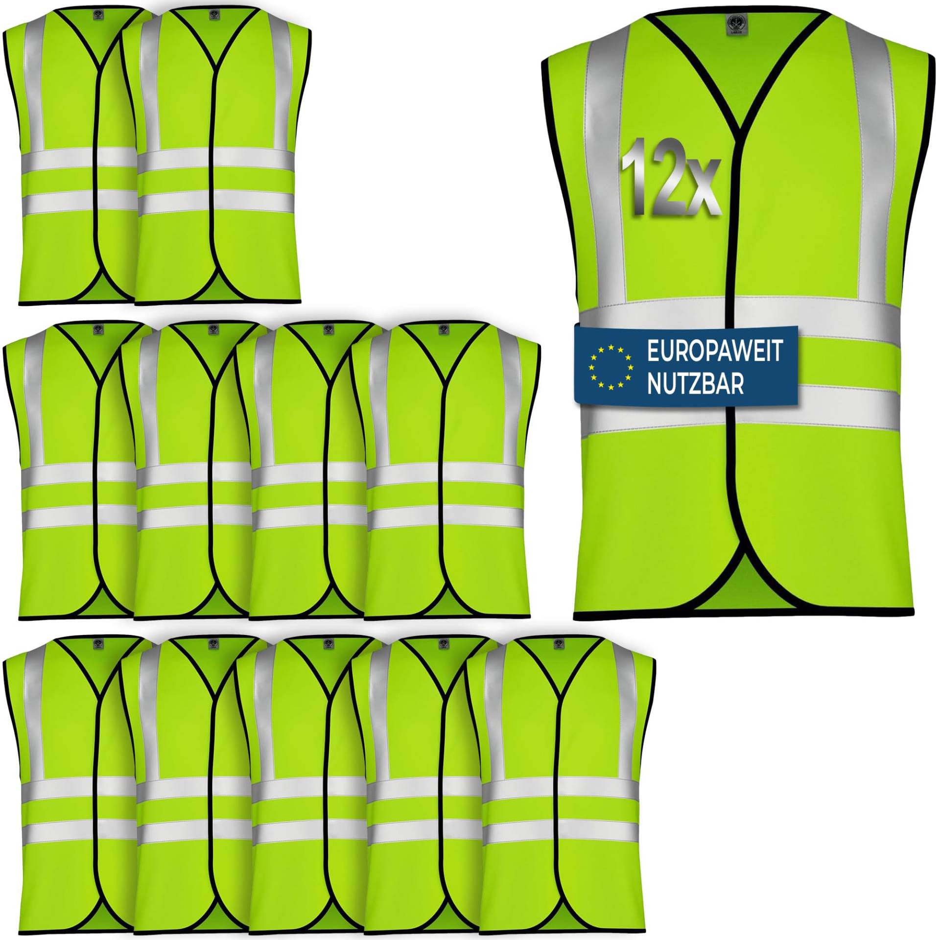 OMKA Sicherheitsweste Autowarnweste Reflektierende Pannenweste (4, Neon Grün, L) von OMKA