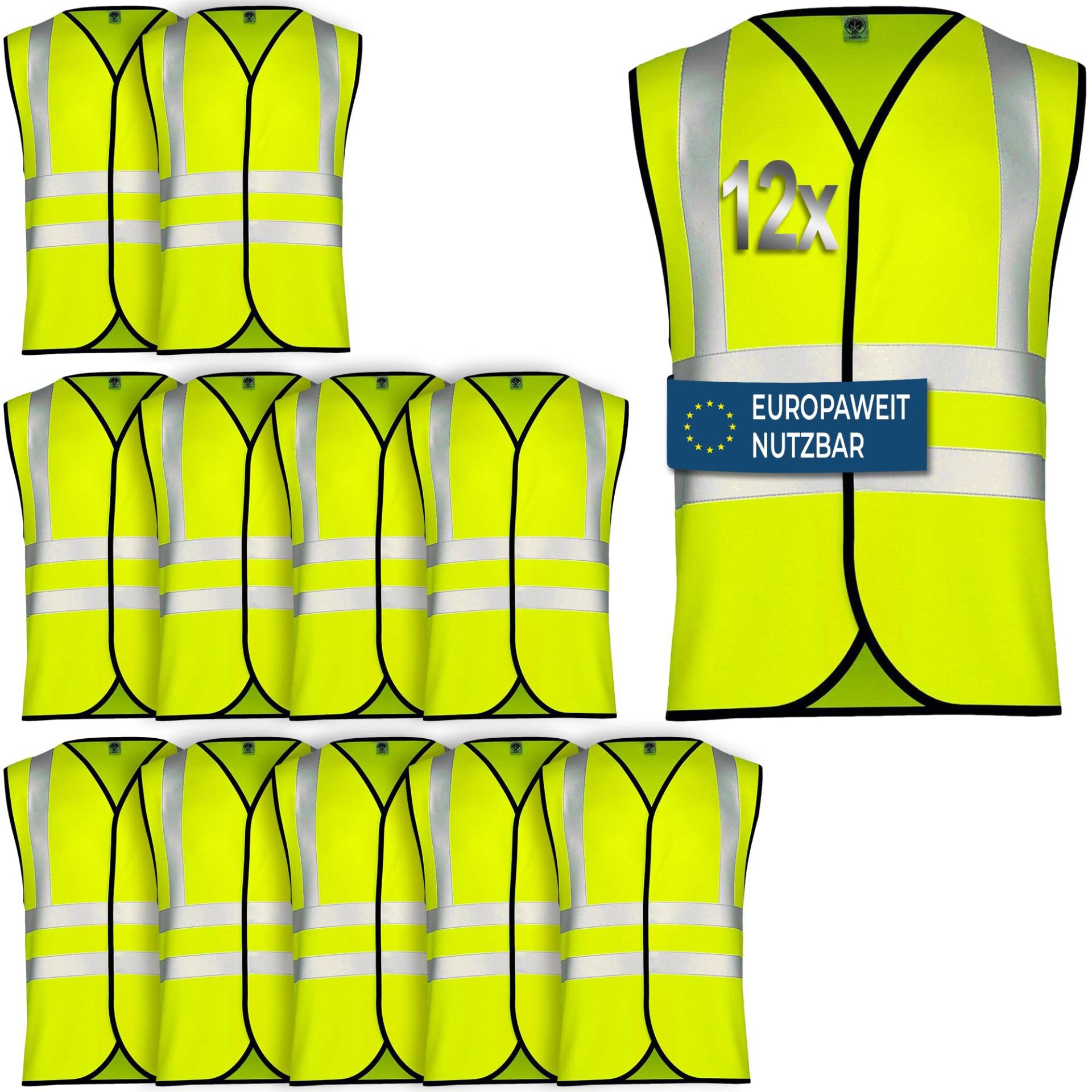 OMKA Sicherheitsweste Autowarnweste Reflektierende Pannenweste (8, Neon Gelb, L) von OMKA