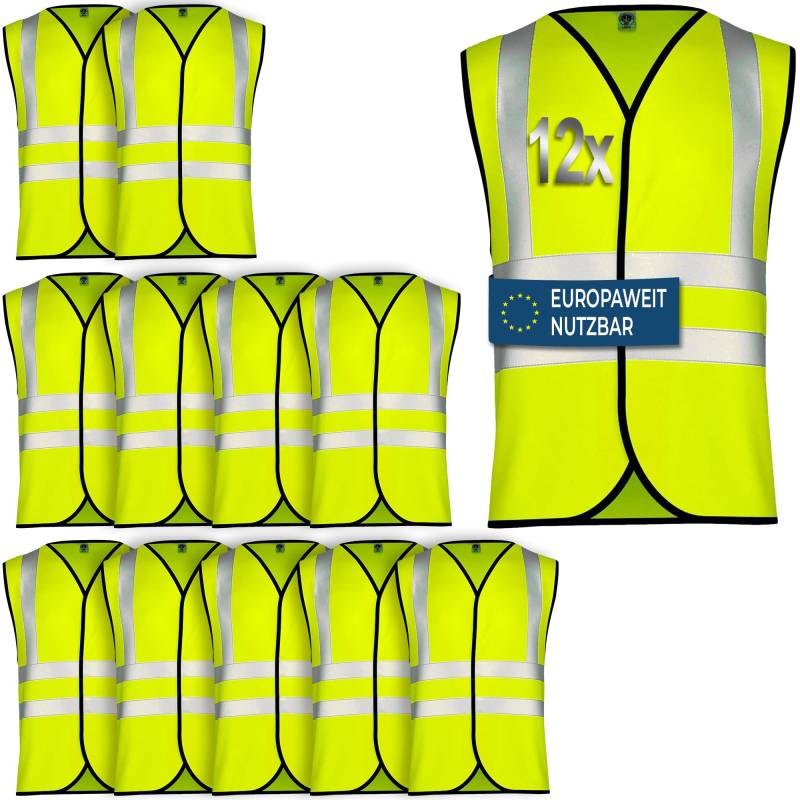 OMKA Sicherheitsweste Autowarnweste Reflektierende Pannenweste (8, Neon Gelb, L) von OMKA