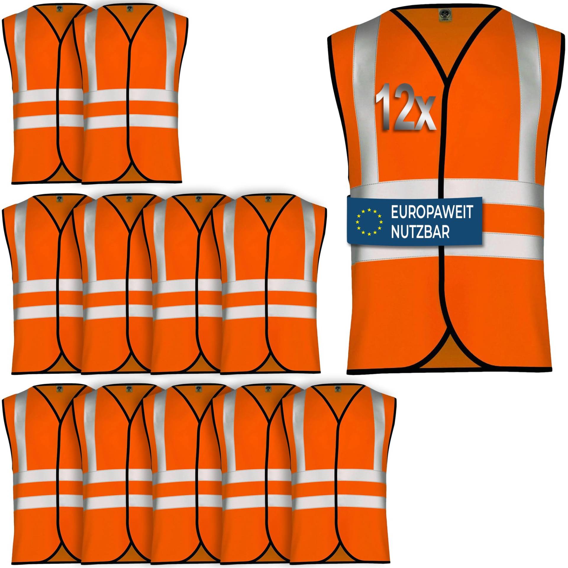 OMKA Sicherheitsweste Autowarnweste Reflektierende Pannenweste (1, Neon Orange, L) von OMKA