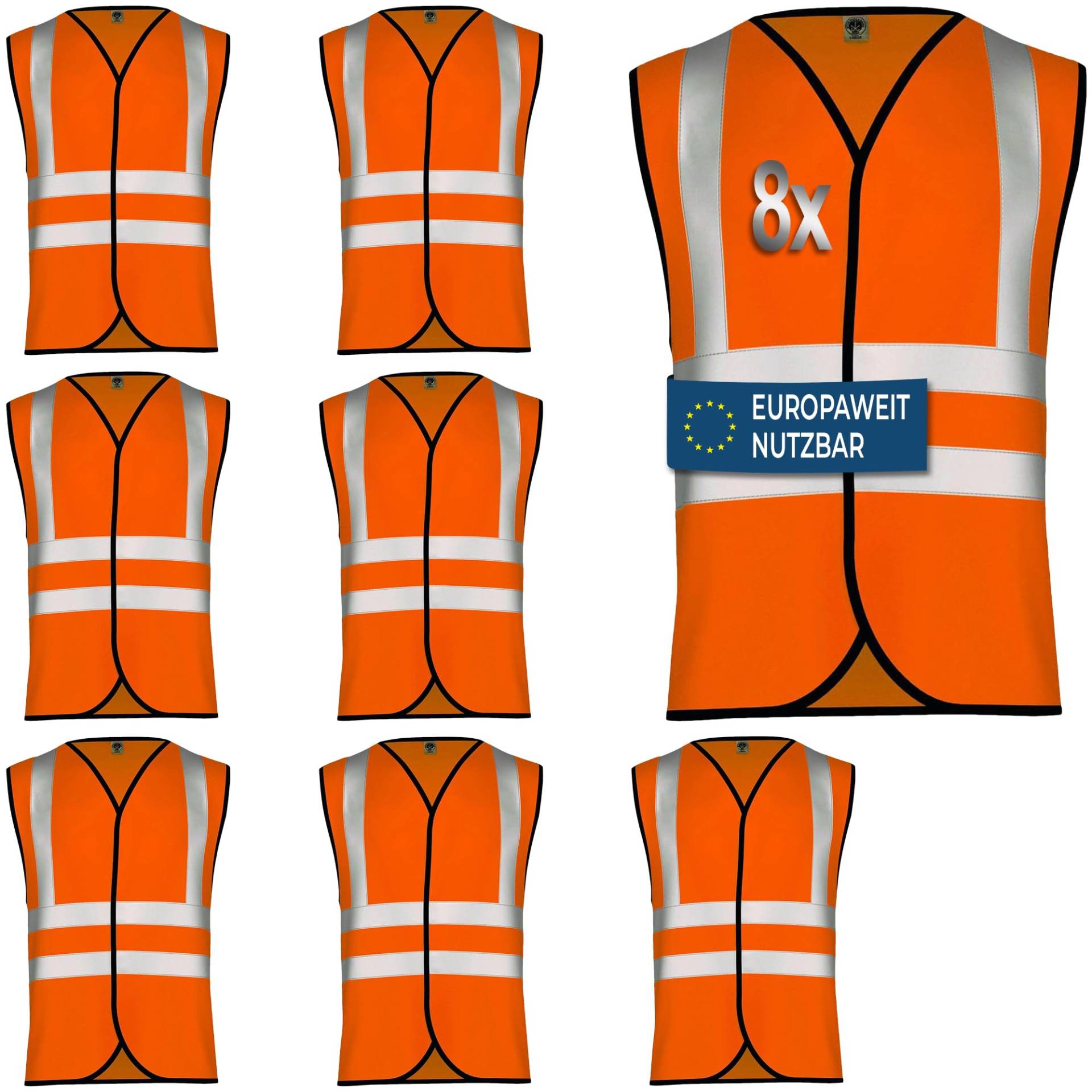 OMKA Sicherheitsweste Autowarnweste Reflektierende Pannenweste (1, Neon Orange, M) von OMKA