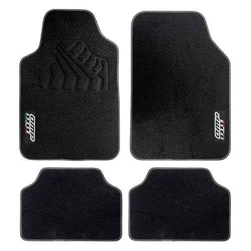 OMP SPEED Auto-Fußmatten-Set, universell, rutschfest, Velours-Teppich, waschbar, Logo mit Italienischer Flagge, mit Absatzschoner, 4-teilig, Schwarz OMP SPEED Auto-Fußmatten-Set, universell, rutschfest, Velours-Teppich, waschbar, Logo mit Italienischer Flagge, mit Absatzschoner, 4-teilig, Schwarz von OMP SPEED