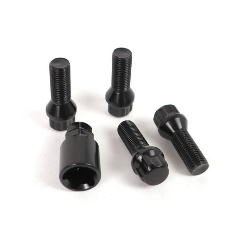 OMP SPEED SATZ VON 4 ANTI-DIEBSTAHL-SCHRAUBEN FELGEN M12X1.25 MIT GEWINDE LÄNGE 28MM KONISCHE FORM 28 MM, SCHWARZ von OMP