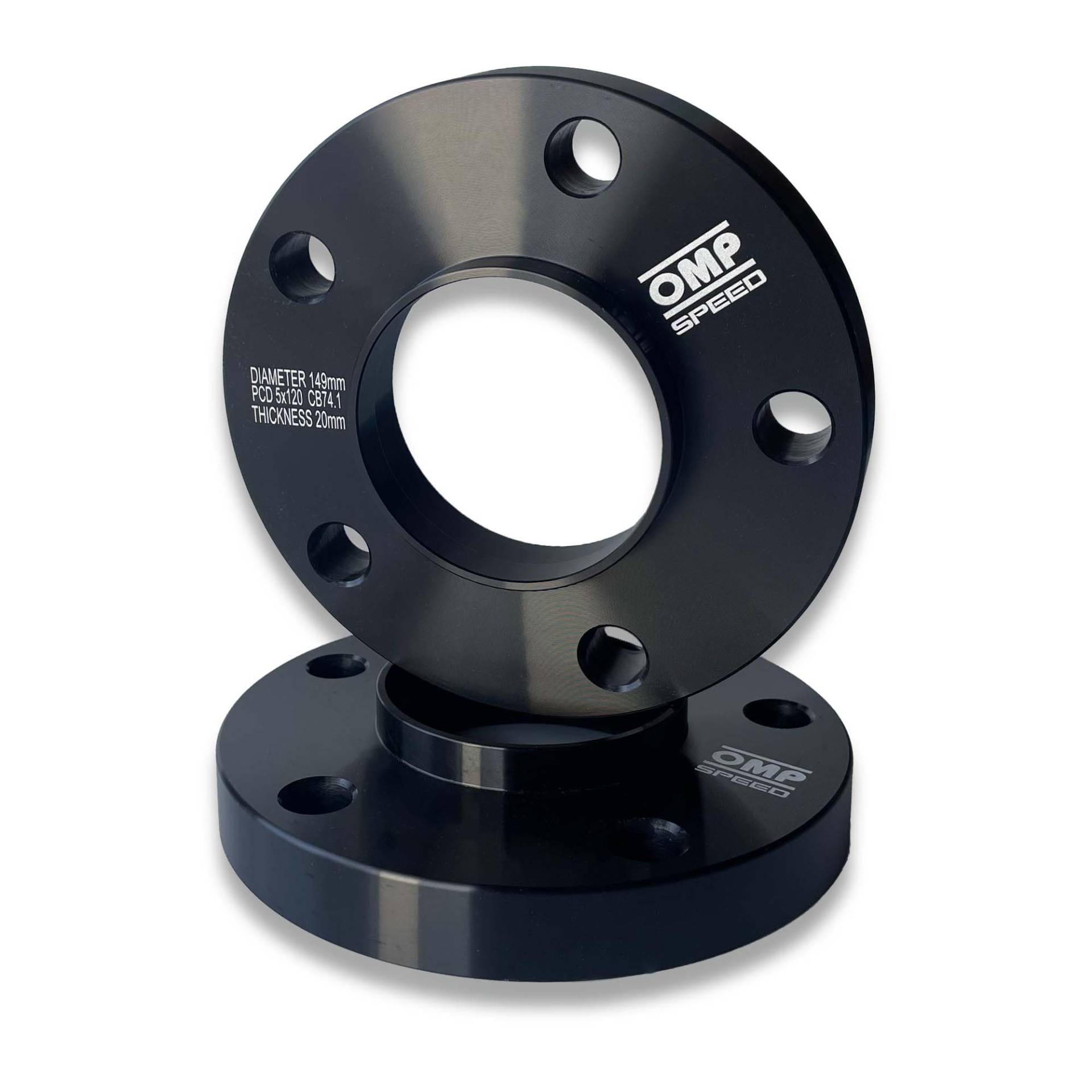 OMP Speed Satz von 2 Spurverbreiterungen Doppelzentriert Stärke: 20mm PCD: 5x120 CB: 74.1 OD: 149 Schrauben x10 M12x1.5 Kegel + Felgenschloss Schwarz Aluminium - OMPS08862001 OMP Speed Satz von 2 Spurverbreiterungen Doppelzentriert Stärke: 20mm PCD: 5x120 CB: 74.1 OD: 149 Schrauben x10 M12x1.5 Kegel + Felgenschloss Schwarz Aluminium - OMPS08862001 von OMP