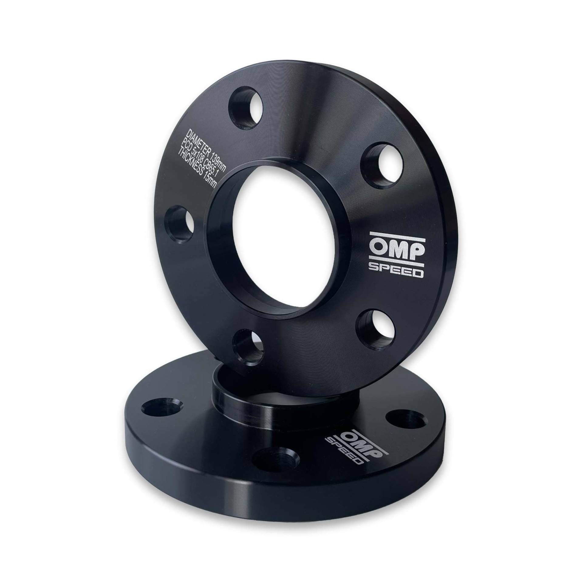 OMP Speed Satz von 2 Spurverbreiterungen Doppelzentriert Stärke: 15mm PCD: 5x108 CB: 65.1 OD: 139 Schrauben x10 M12x1.25 Kegel + Felgenschloss Schwarz Aluminium - OMPS08551501 OMP Speed Satz von 2 Spurverbreiterungen Doppelzentriert Stärke: 15mm PCD: 5x108 CB: 65.1 OD: 139 Schrauben x10 M12x1.25 Kegel + Felgenschloss Schwarz Aluminium - OMPS08551501 von OMP