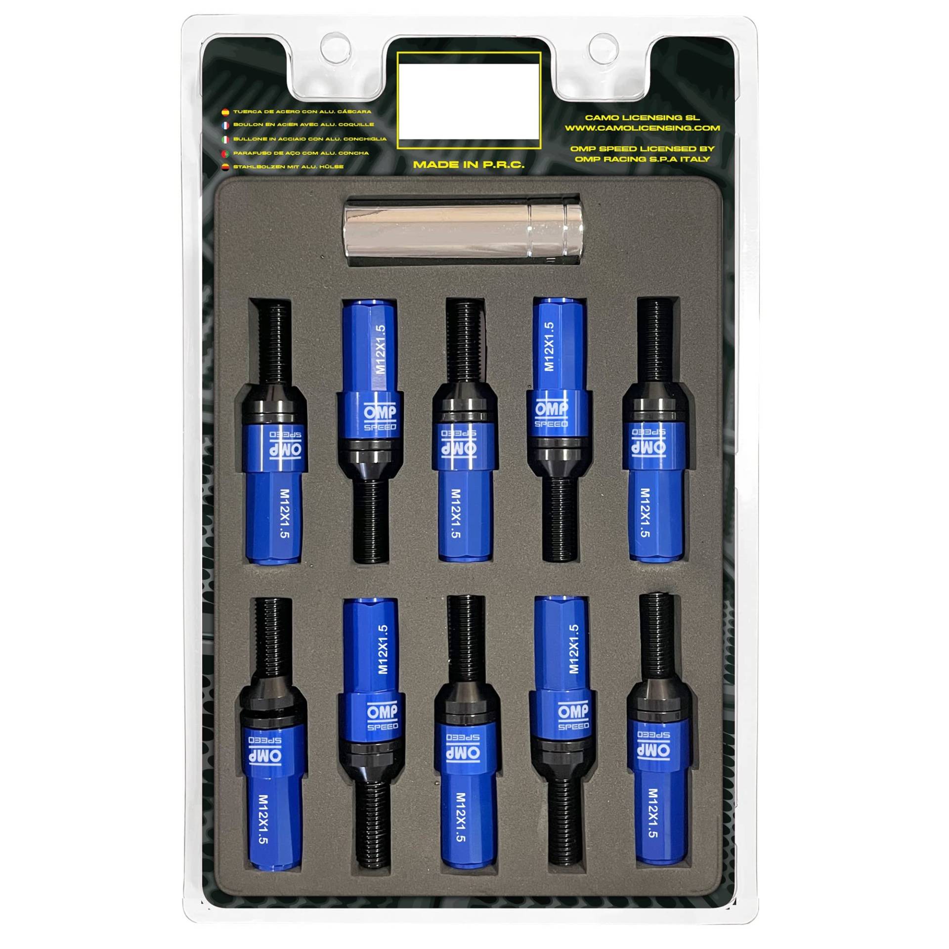 OMP SPEED Set 20 Radschrauben schwarz mit metrischer M12X1,5 Schlüssel 17-19 lang Gewinde 28 mm mit blauem Aluminiumschutz 7075 + DIN 12,9 OMP SPEED Set 20 Radschrauben schwarz mit metrischer M12X1,5 Schlüssel 17-19 lang Gewinde 28 mm mit blauem Aluminiumschutz 7075 + DIN 12,9 von OMP