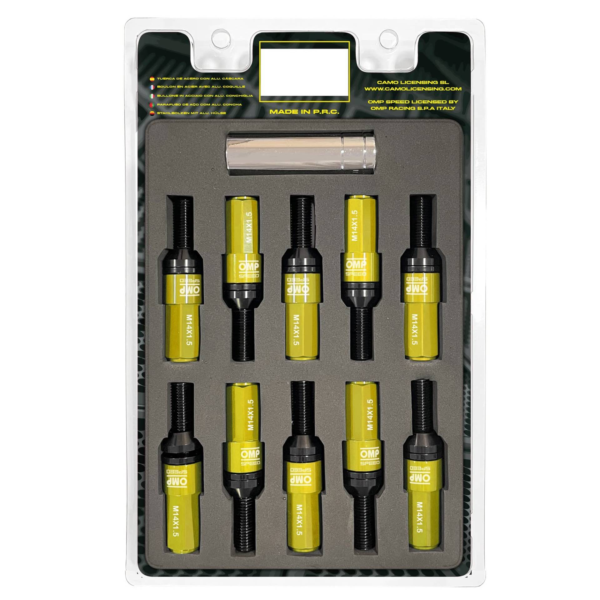 OMP SPEED Set 20 schwarze Radschrauben mit M14X1.5 metrisch 17-19 langes Gewinde 28MM mit gelbem Aluminiumschutz 7075 + DIN 12.9 OMP SPEED Set 20 schwarze Radschrauben mit M14X1.5 metrisch 17-19 langes Gewinde 28MM mit gelbem Aluminiumschutz 7075 + DIN 12.9 von OMP