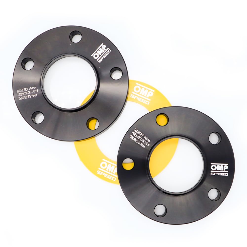 OMP Speed Satz von 2 Spurverbreiterungen/Adapter Doppelzentriert Stärke: 20mm PCD: 5x120 CB.H: 74.1 CB.W: 72.6 OD: 149 Schrauben x20 M12x1.5 Kegel + M14x1.25 Kegel Schwarz Aluminium - OMPS09222001 OMP Speed Satz von 2 Spurverbreiterungen/Adapter Doppelzentriert Stärke: 20mm PCD: 5x120 CB.H: 74.1 CB.W: 72.6 OD: 149 Schrauben x20 M12x1.5 Kegel + M14x1.25 Kegel Schwarz Aluminium - OMPS09222001 von OMP
