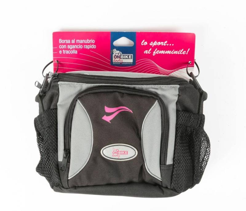 ON BIKE LADY - Lenkertasche mit Schnellverschluss | Bequemes Fahrradzubehör | Maße: 10x10x10 cm | Hauptbestandteil: mehrere Bestandteile, Nero - Grigio, Einheitsgröße von ON BIKE