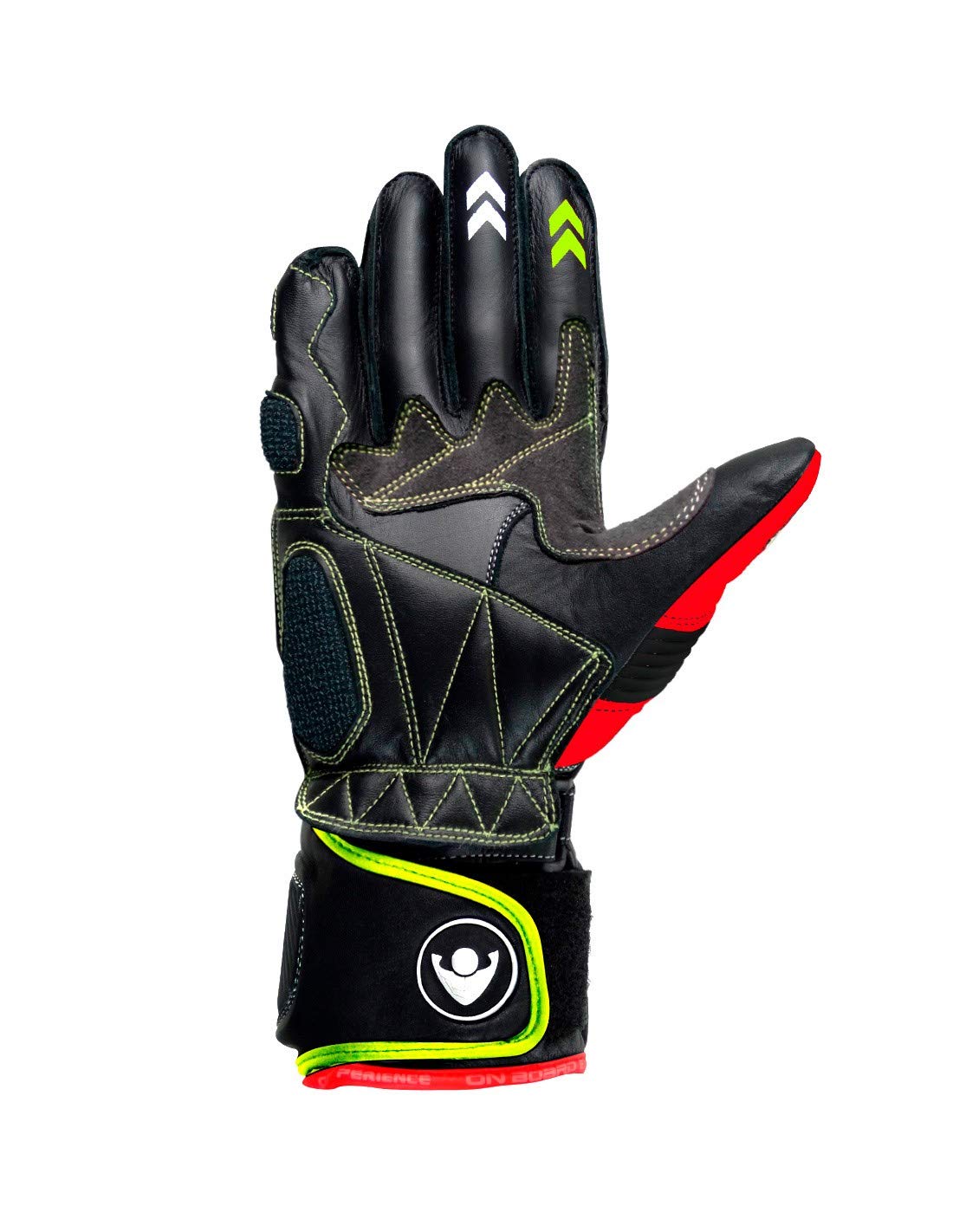 ON BOARD Racing-Handschuhe PRX-1, Unisex, XS, Schwarz/Weiß/Rot/Fluor von ON BOARD