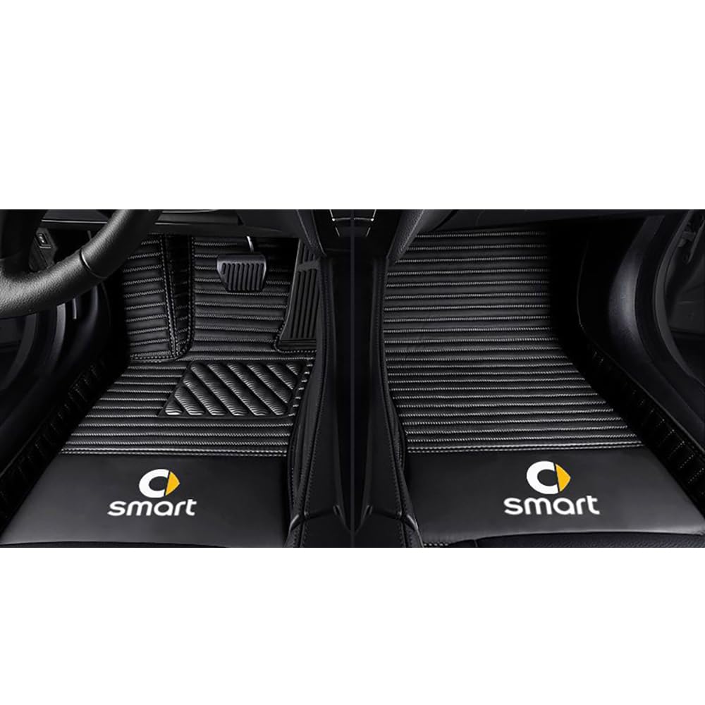 Auto Fußmatten für Smart Fortwo 451 453 450 2000-2019, Maßgeschneidertes Leder-Teppichset mit Vollständiger Abdeckung, Allwetter-wasserdichte Einlagen, Schutzmatte,-Black- Auto Fußmatten für Smart Fortwo 451 453 450 2000-2019, Maßgeschneidertes Leder-Teppichset mit Vollständiger Abdeckung, Allwetter-wasserdichte Einlagen, Schutzmatte,-Black- von ONDIAN