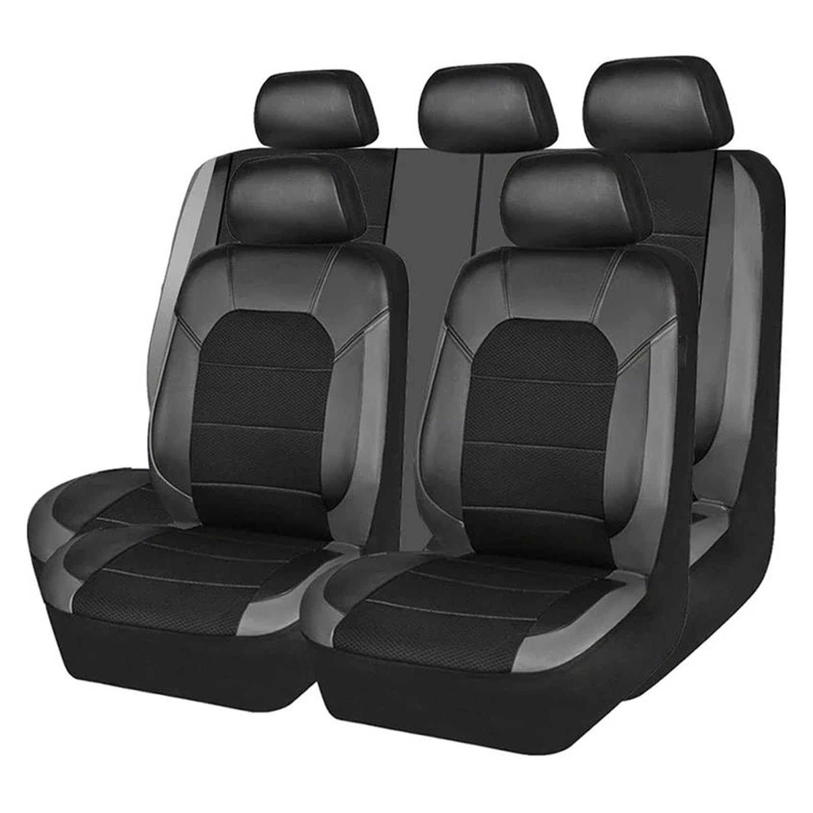 ONDIAN Sitzbezüge Leder Atmungsaktiver Stoff Autositzbezug Autozubehör Für Mazda Alle Modelle Für Cx-5 Cx-3 Mx5 626 Für Mazda 3 6 RX-7 RX-8 MX-5 Autositzbezüg (Color : 5 Seats Black Grey) von ONDIAN