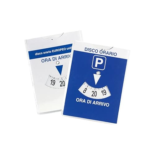 ONE SHOP di Bracalente Piero Europäische Parkscheibe für Parkplätze Maxi Auto LKW Zweifarbig Vorderseite Blau Retro Weiß 12 x 15 cm mit Viertelstunde von ONE SHOP di Bracalente Piero