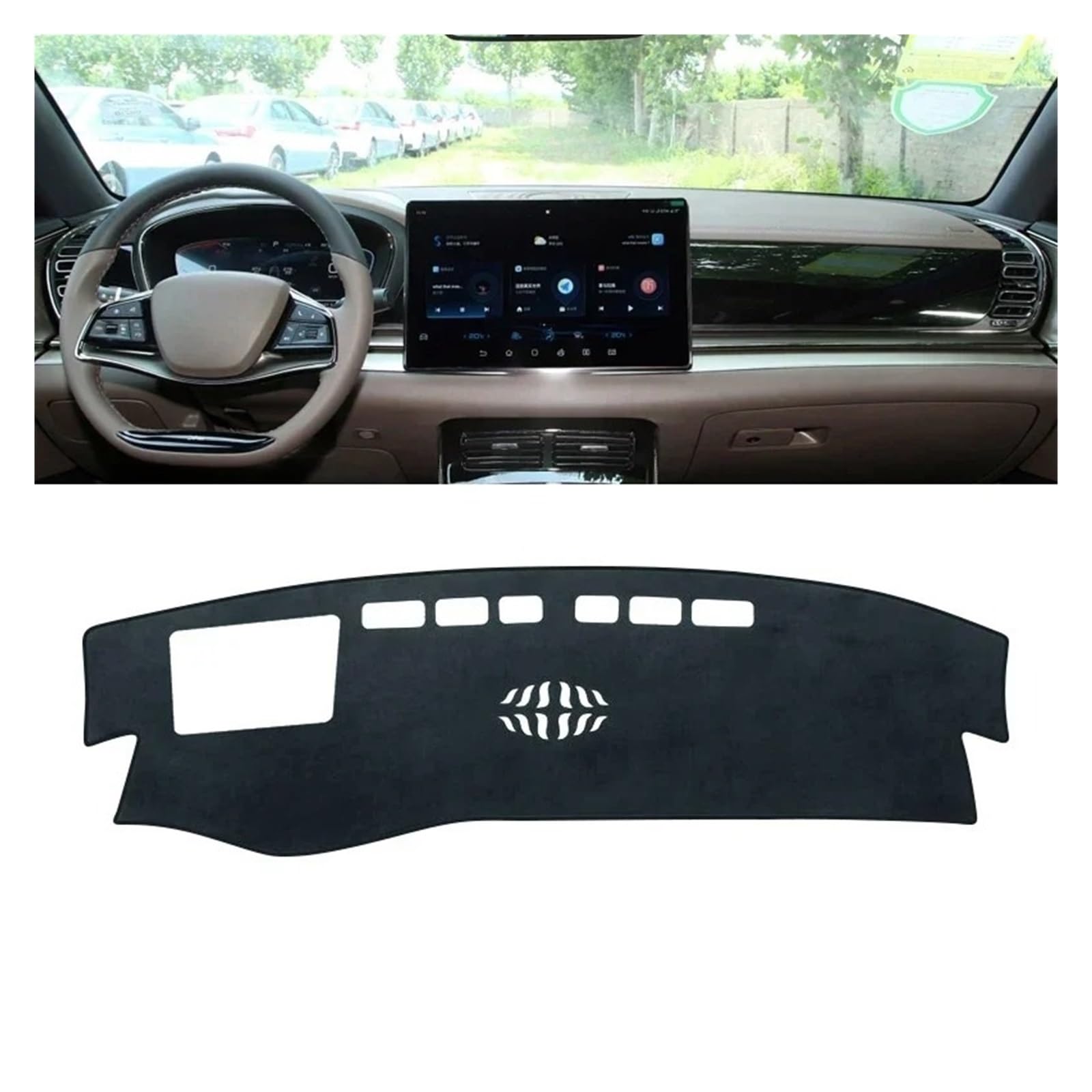 Armaturenbrett-Matte Für BYD Für Han EV Für DM-I 2020 2021 2022 2023 2024 Auto-Armaturenbrettbedeckung Instrumente Schreibtisch Sun Shade Math Dash Nicht-Schlupf-Kissen Armaturenbrett Abdeckung(With H von ONETREND