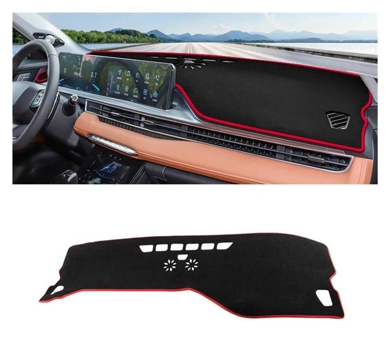 Armaturenbrett-Matte Für Chery Für Tiggo 7 Für Pro Für Max 2021 2022 2023 LHD Auto Dashboard Abdeckung Dash Matte Sonnenschutz Nicht-Slip Pad Zubehör Armaturenbrett Abdeckung(A Red Side) von ONETREND