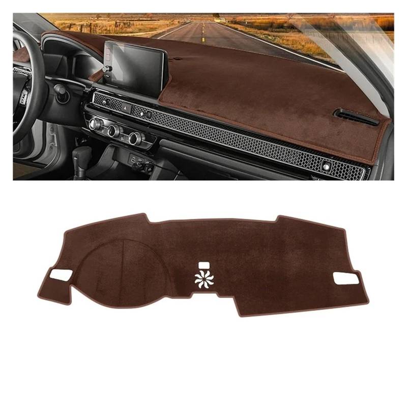Armaturenbrett-Matte Für Civic 11th Gen 2021 2022 2023 2024 Auto Dashboard Abdeckung Dash Matte Sonnenschutz Nicht-Slip Pad Innen Zubehör Armaturenbrett Abdeckung(LHD Brown) von ONETREND