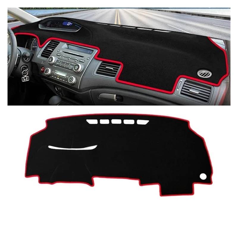 Armaturenbrett-Matte Für Civic 8th 2006 2007 2008 2009 2010 2011 Auto Dashboard Abdeckung Instrument Schreibtisch Sonnenschutz Matte Non-Slip Pad Zubehör Armaturenbrett Abdeckung(A Red Side) von ONETREND