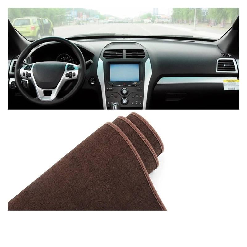 Armaturenbrett-Matte Für Ford Für Explorer U502 MK5 2011 2012 2013 2014 2015 2016 2017 2018 2019 Auto Dashboard Abdeckung Vermeiden Licht Matten Instrument Teppiche Armaturenbrett Abdeckung(B Brown) von ONETREND