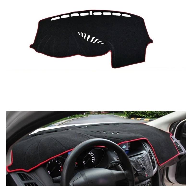 Armaturenbrett-Matte Für Ford Für Focus 3 MK3 2012-2018 LHD Auto Dashboard Vermeiden Licht Pad Instrument Plattform Schreibtisch Abdeckung Matten Teppiche Zubehör Armaturenbrett Abdeckung(Red Side LHD von ONETREND