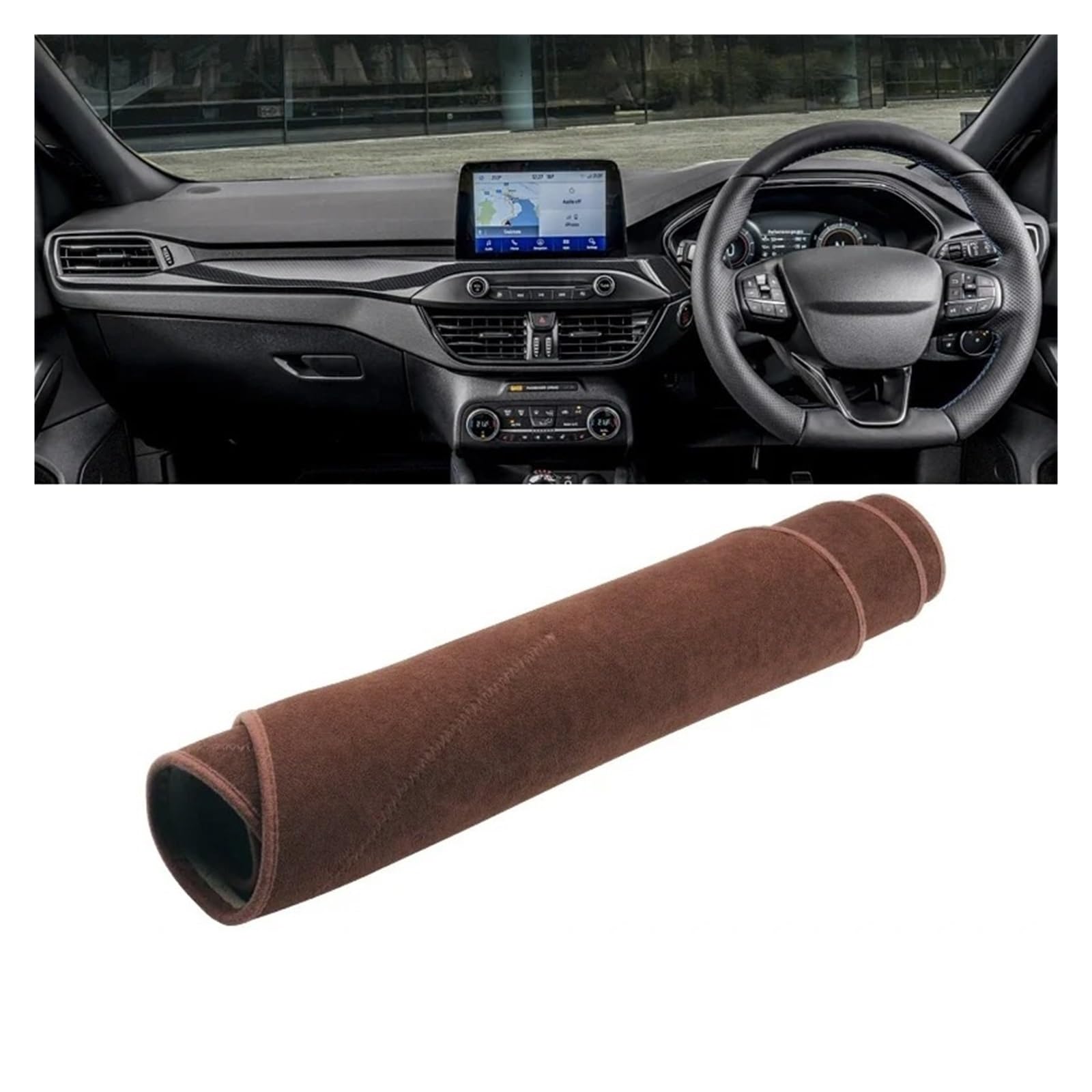 Armaturenbrett-Matte Für Ford Für Focus MK4 IV 2018 2019 2020 2021 2022 2023 2024 Auto Dashboard Abdeckung Sonnenschutz Nicht-Slip Matte Zubehör Armaturenbrett Abdeckung(B Brown RHD) von ONETREND