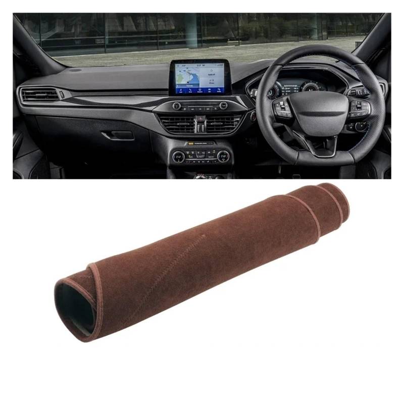 Armaturenbrett-Matte Für Ford Für Focus MK4 IV 2018 2019 2020 2021 2022 2023 2024 Auto Dashboard Abdeckung Sonnenschutz Nicht-Slip Matte Zubehör Armaturenbrett Abdeckung(B Brown RHD) von ONETREND